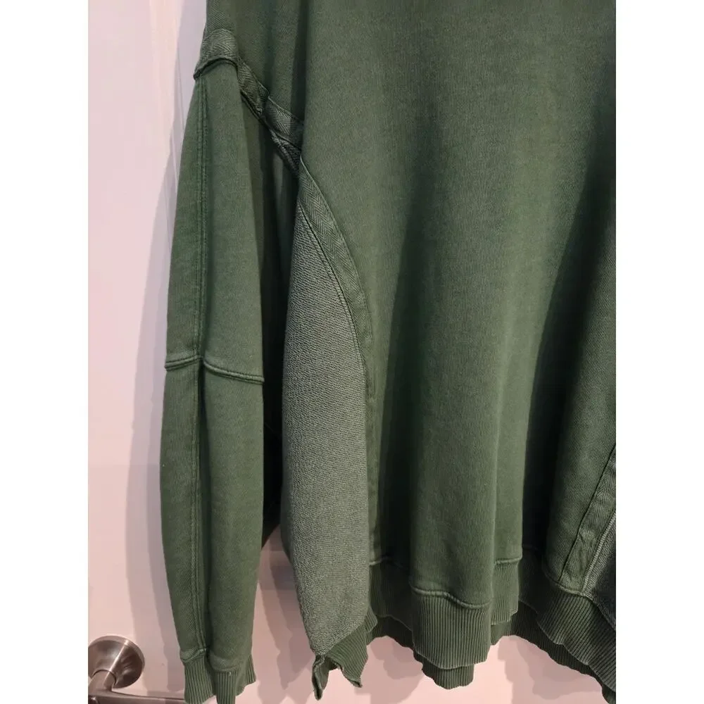 Aerie American Eagle Olive Green Oversized Cotton Sweater Sweatshirt Sz S Small - Picture 4 of 7